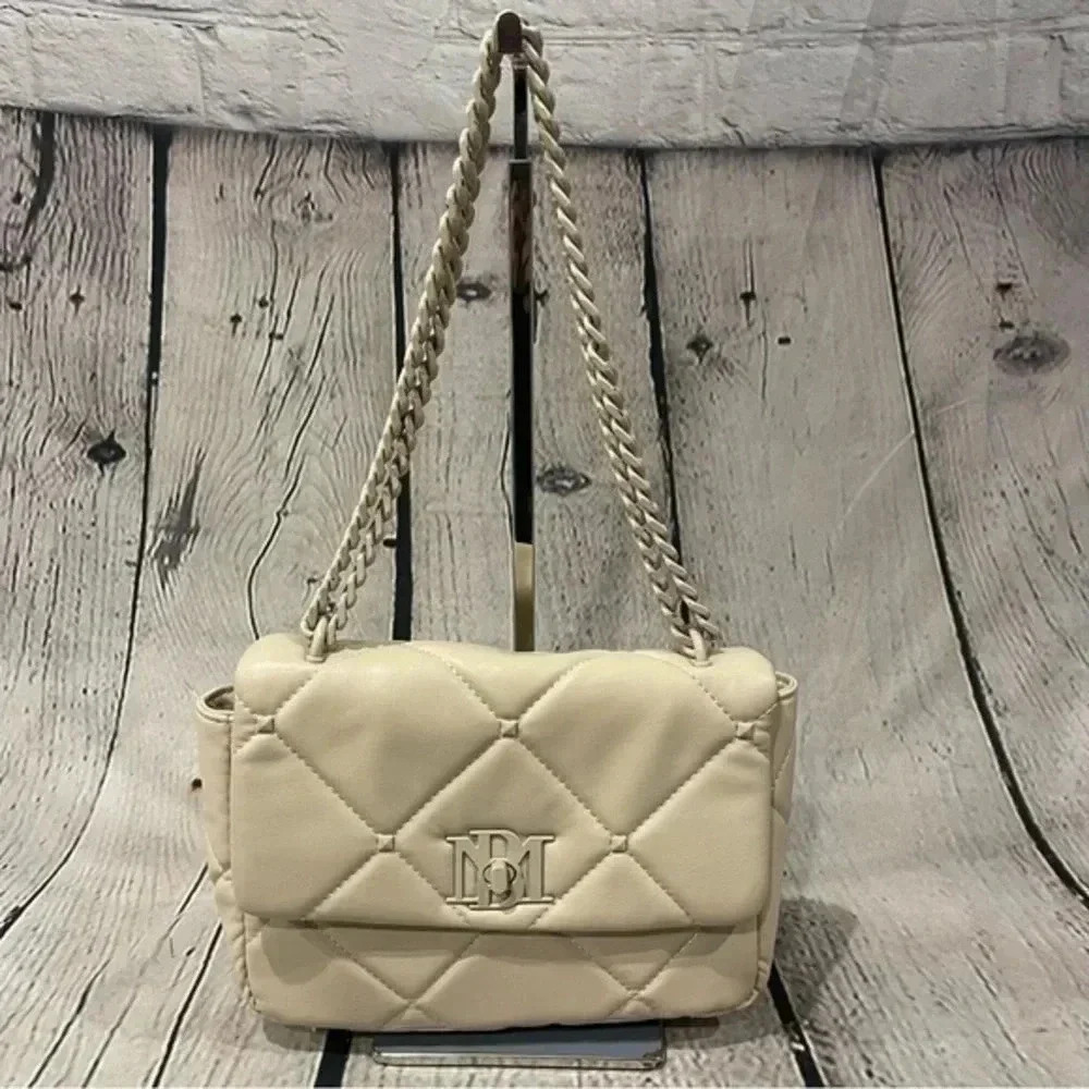 Badgley Mischka Off White Small Studded Quilted Purse